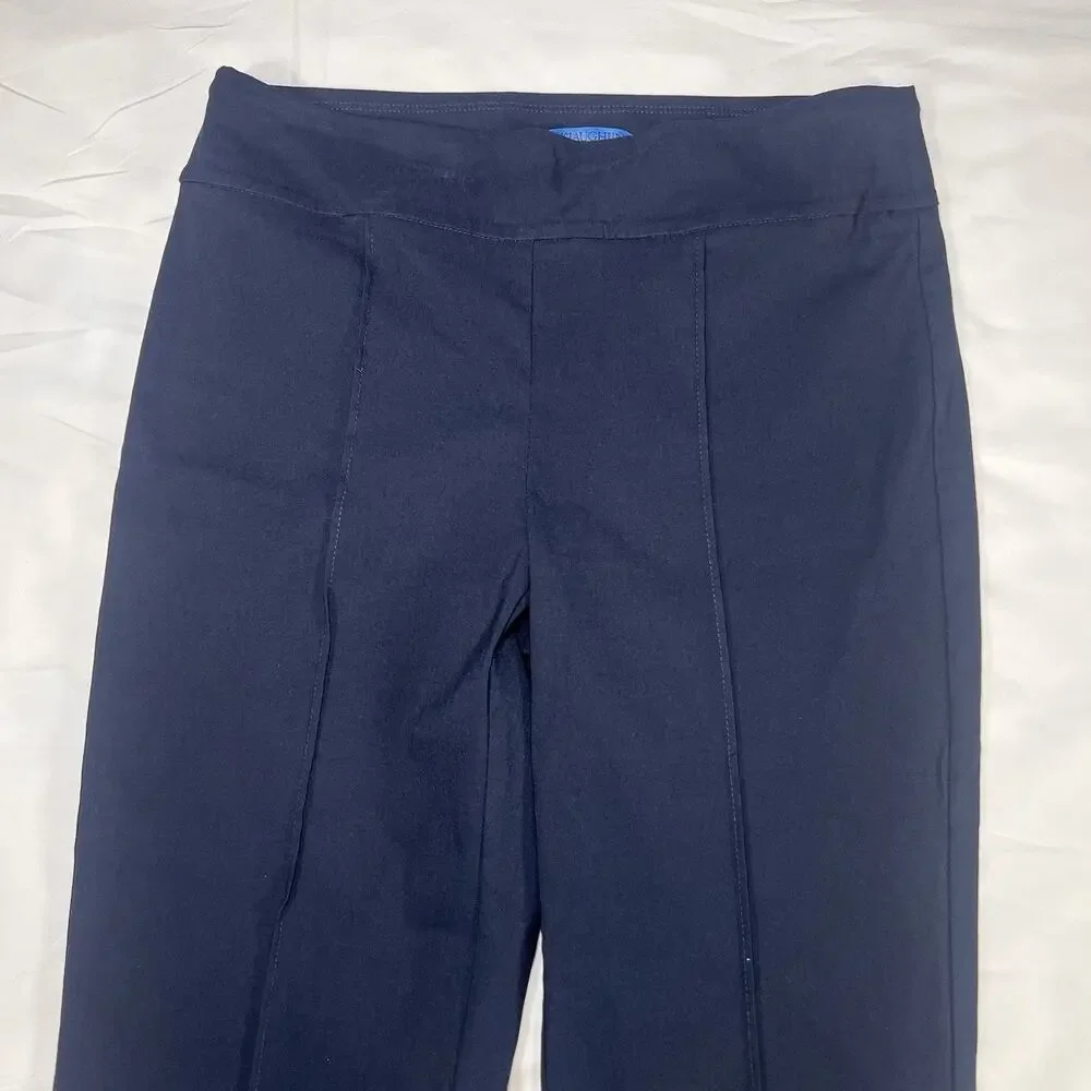 J.McLaughlin Masie Pants Womens Size 6 Navy Blue Stretch Pull On Corpgirl Office